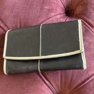 Black with Cream Trim Leather Wallet